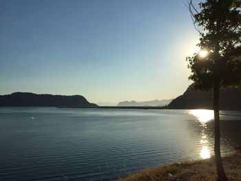 Sun shining over sea