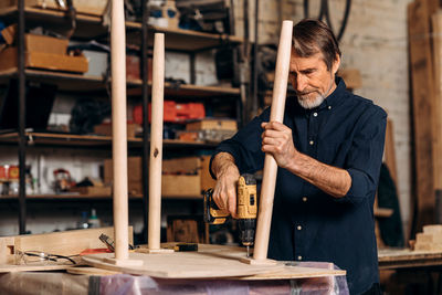 Man working on wood