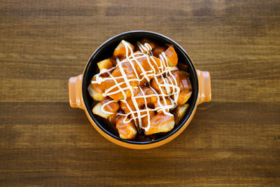 Directly above shot of food in plate on table