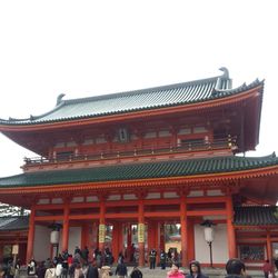 Low angle view of tourists