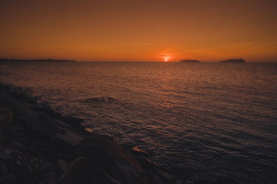 Scenic view of sea against sky during sunset