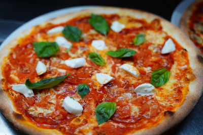 Close-up of pizza on table