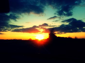 Silhouette of landscape at sunset