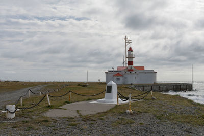 Punta delgada lighthouse on magellan strait, patagonia, chile