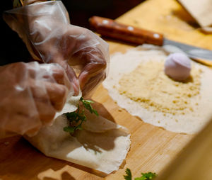 High angle view of food on table