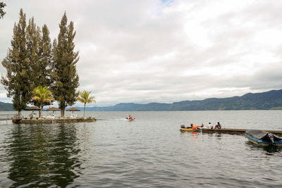 Scenic view of lake against sky