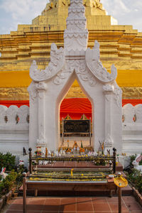 Statue of temple in building