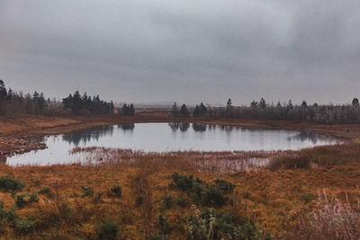 Scenic view of lake against sky