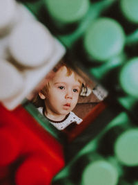 Portrait of cute boy looking away