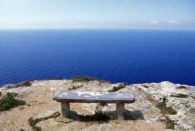 Scenic view of sea against blue sky