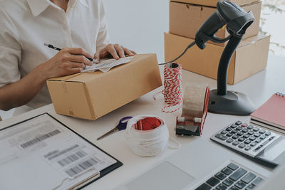 Man working on table