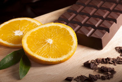 High angle view of oranges on table