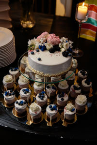 High angle view of cake on table