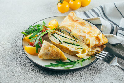 Close-up of food in plate on table