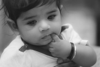 Close-up portrait of cute baby girl