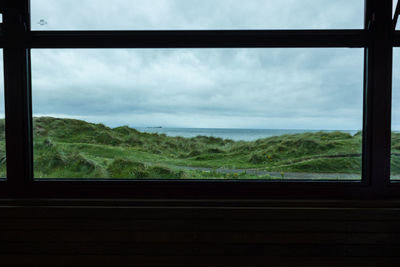 View of trees through window