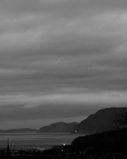 Scenic view of mountains against cloudy sky