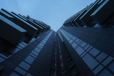 Low angle view of skyscraper against sky