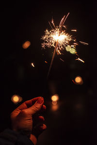 Firework display at night