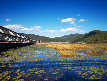 Scenic view of lake against sky