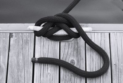 Close-up of rope on wood