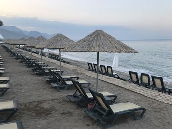 Lounge chairs on beach