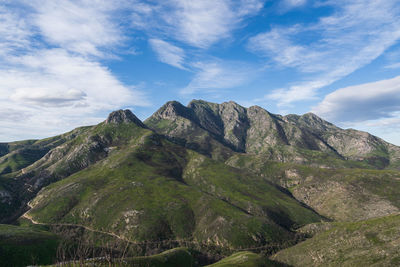 Scenic view of rocky mountains against sky