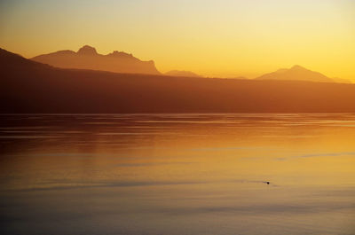 Scenic view of lake during sunset