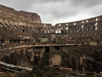 Historic amphitheater against sky