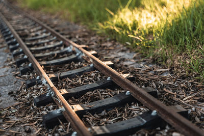 Close-up of railroad track