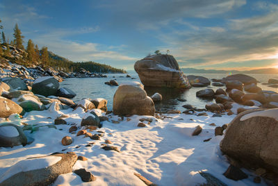 Scenic view of sea against sky during sunset