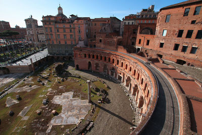 High angle view of historical building in city