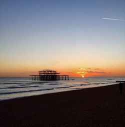 Scenic view of sea at sunset