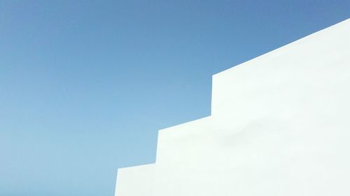 Low angle view of building against clear blue sky