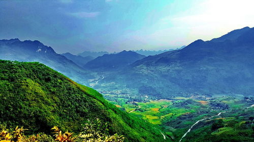 Scenic view of mountains against sky