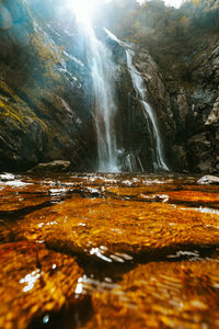 Scenic view of waterfall