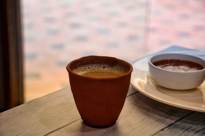 Close-up of coffee on table