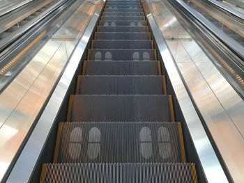 High angle view of escalator