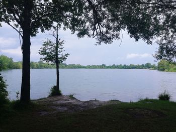 Scenic view of lake against sky