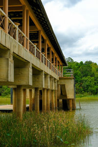 View of bridge against cloudy sky