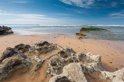 Scenic view of beach against sky