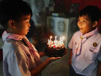 Two people looking away