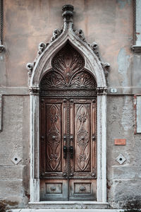 Closed door of old building