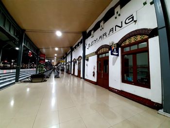 Illuminated underground walkway in building