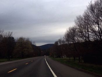 Empty road along trees