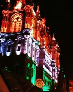 Low angle view of illuminated building