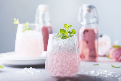 Close-up of drink in glass on table