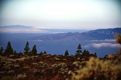 View of mountain range against sky