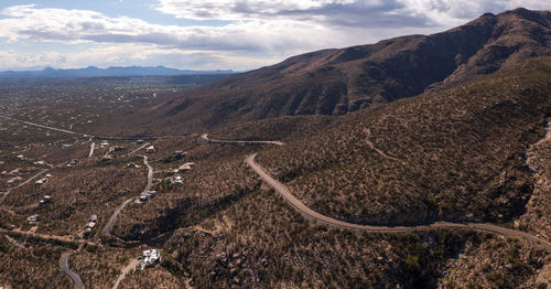 High angle view of landscape against sky