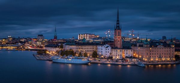 Illuminated city at night